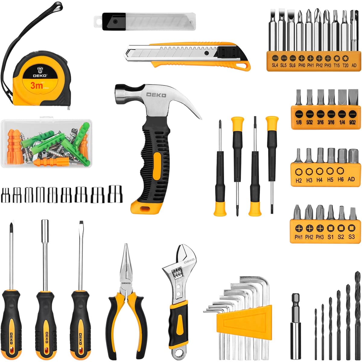 DEKO Caja Herramientas Completa con Destornillador Electrico/Taladro con bateria de 8V, Maletin de 126 Piezas, Caja profesional de herramientas Domésticas de Bricolaje para Oficinas y Jardín, Gris — view 3