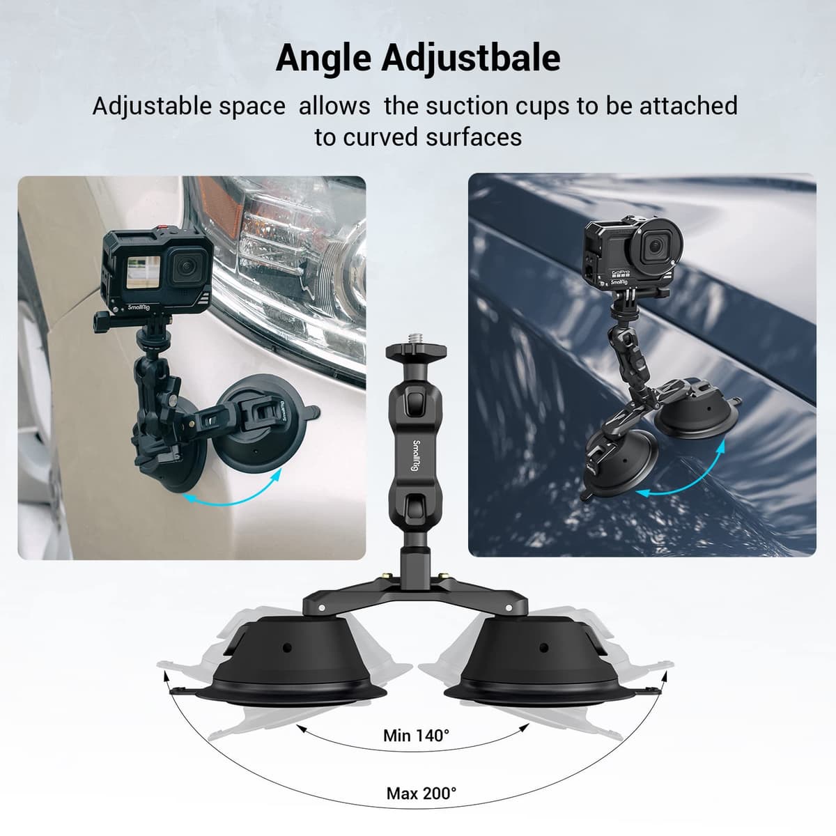 SMALLRIG Suction Mount for Action Camera/Phone/Small Cameras, for Gopro - Suction Cup Mount on Car Window/Bonnet, Load 0.5kg for Speeds 80km/h (50mph), Stationary Max 3kg Load — view 4