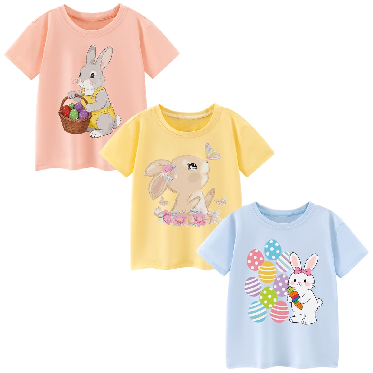 Camisetas de Manga Corta Niñas, Camiseta Algodon para Niña de Verano, Cuello Redondo T-Shirts Moda Informal Tops para Niños 3-8 Años — view 13