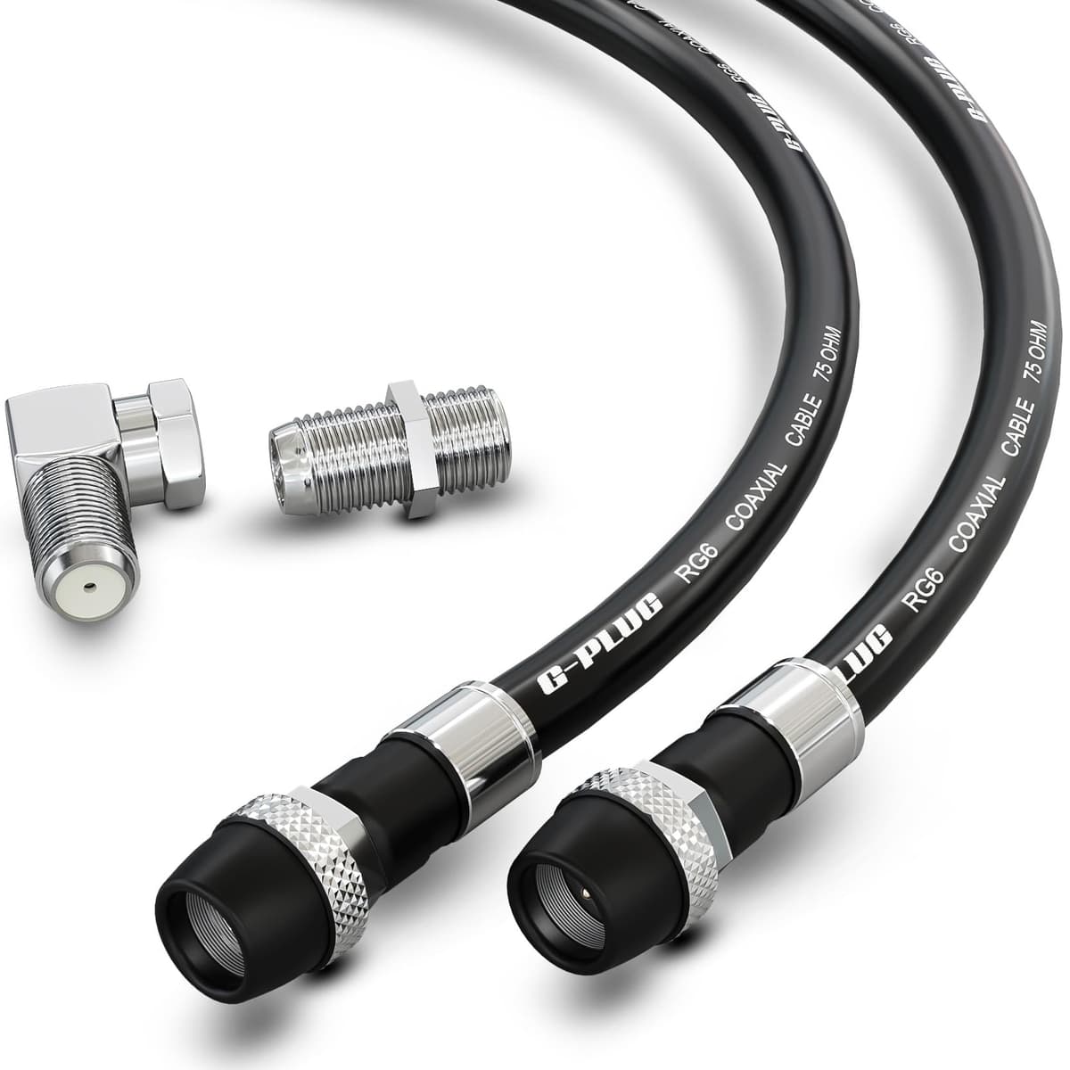 G-PLUG 6FT RG6 Coaxial Cable Connectors Set – High-Speed Internet, Broadband, Digital TV Aerial, Satellite Extension – Weather-Sealed Double Rubber O-Ring and Compression Connectors – White — view 10