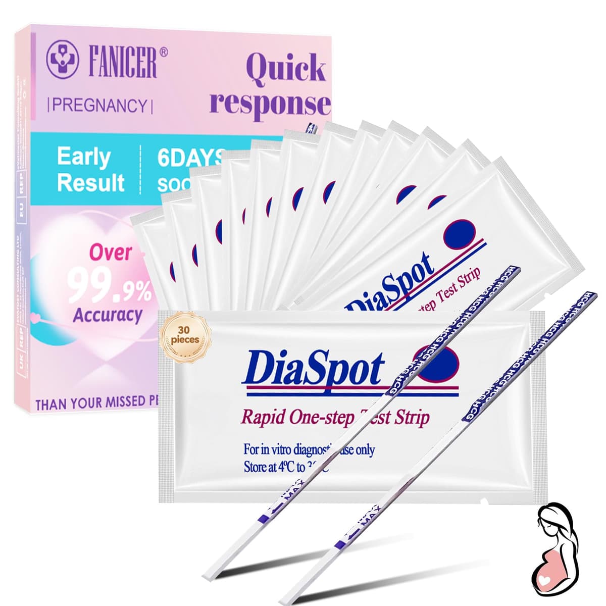 30 Pieces Pregnancy Test Strips Individually Pregnancy Test Strips Ultra Early Pregnancy Test Reliable and Fast Early Detection Home Use