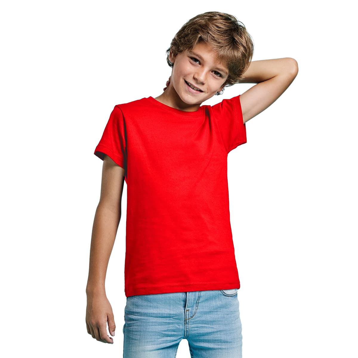 Camiseta de Colores Manga Corta 100% Algodón para niños - Camiseta Unisex Cuello Redondo, cómoda, Suave, Lisa y Elegante — view 6
