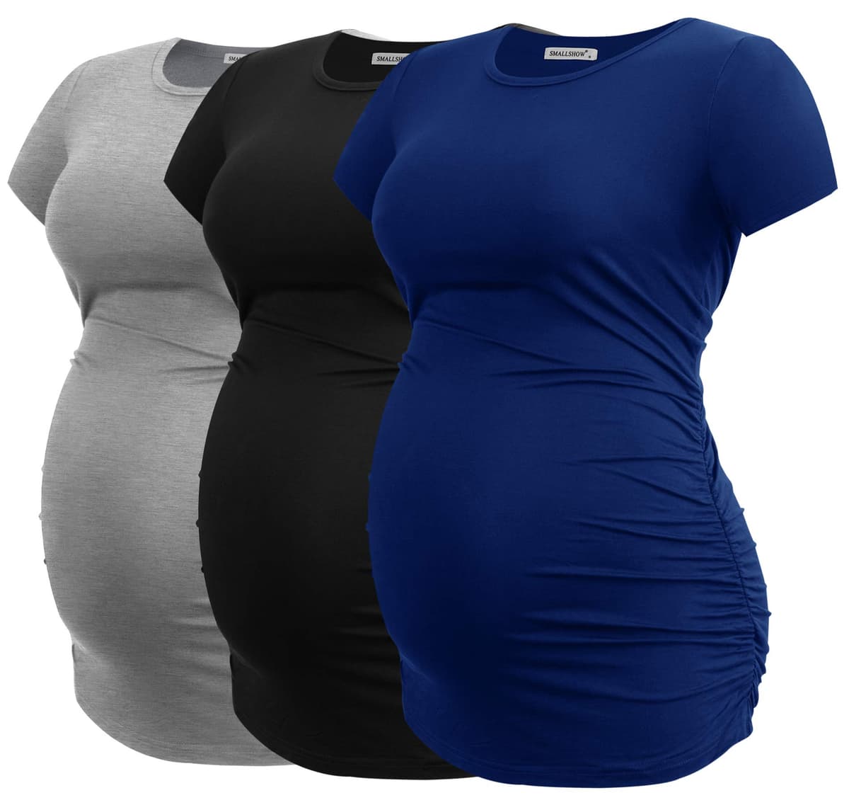 Smallshow Maternity Clothing Tops Side Ruched Pregnancy Clothes for Women 3-Pack — view 33