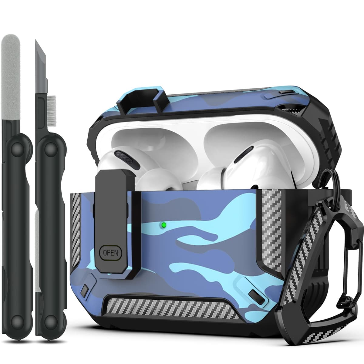 RFUNGUANGO Compatible con Airpods 4 Estuche (2024) con Kit de Limpieza, Clip de Bloqueo Seguro y Estuche de Protección a Prueba de Golpes para Airpods 4ta Generación Lanzamiento 2024,Cielo Estrellado — view 9