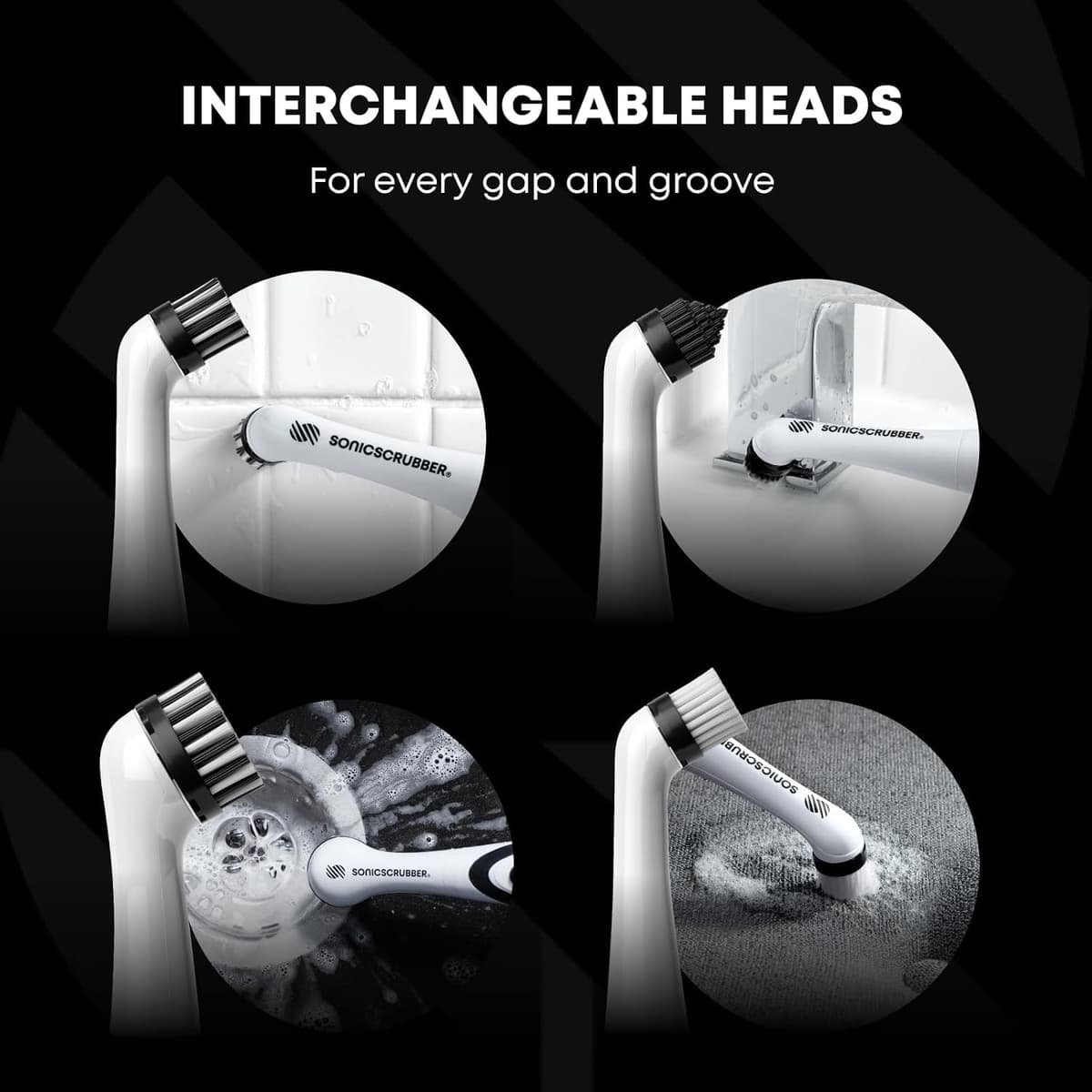 SONICSCRUBBER SonicScrubbers Sonic Scrubber Oscillating Cleaning Tool for the Kitchen and Bathroom, Grout, White — view 5