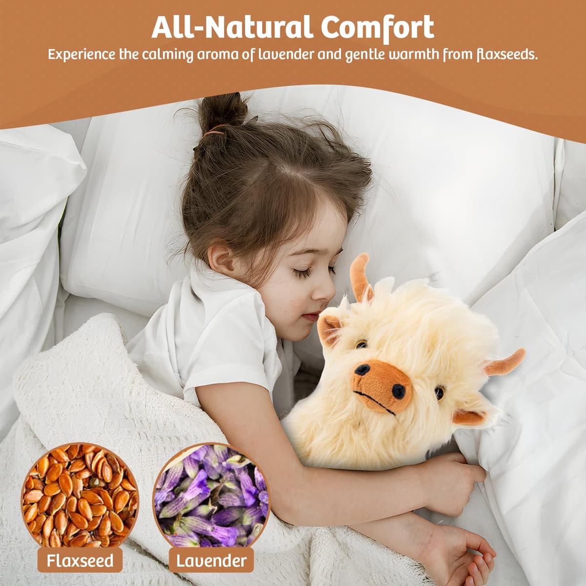 Marysun Microwavable Highland Cow Stuffed Animal - Weighted Stuffed Animal Plush, Heating Pad for Period Cramps, Cozy Gift for Girls|Women|Kids|Elderly People — view 4