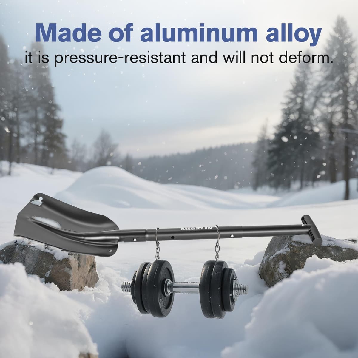 Pala telescópica de emergencia para nieve con raspador de hielo y bolsa de transporte, plegable, de aluminio, de 21.2 a 32.3 pulgadas, pala de emergencia retráctil ligera para coche, moto de nieve — view 4