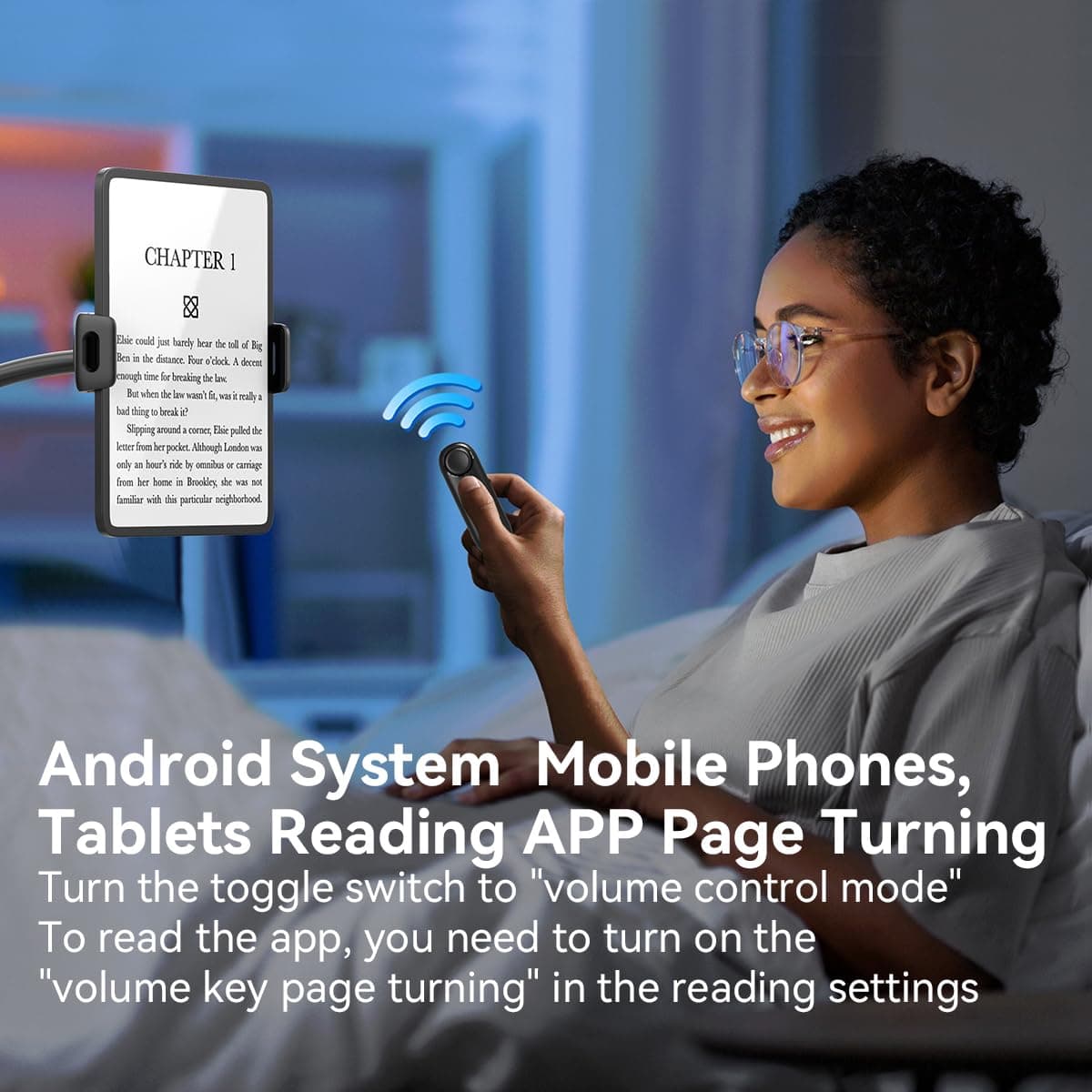 Mando a Distancia Bluetooth con Soporte para Aplicación de Lectura, Videos de TikTok/Youtube y Disparo Remoto, Pasapáginas Universal, Compatible con iPhone, iPad, Teléfonos y Tabletas Android, Ligero — view 2