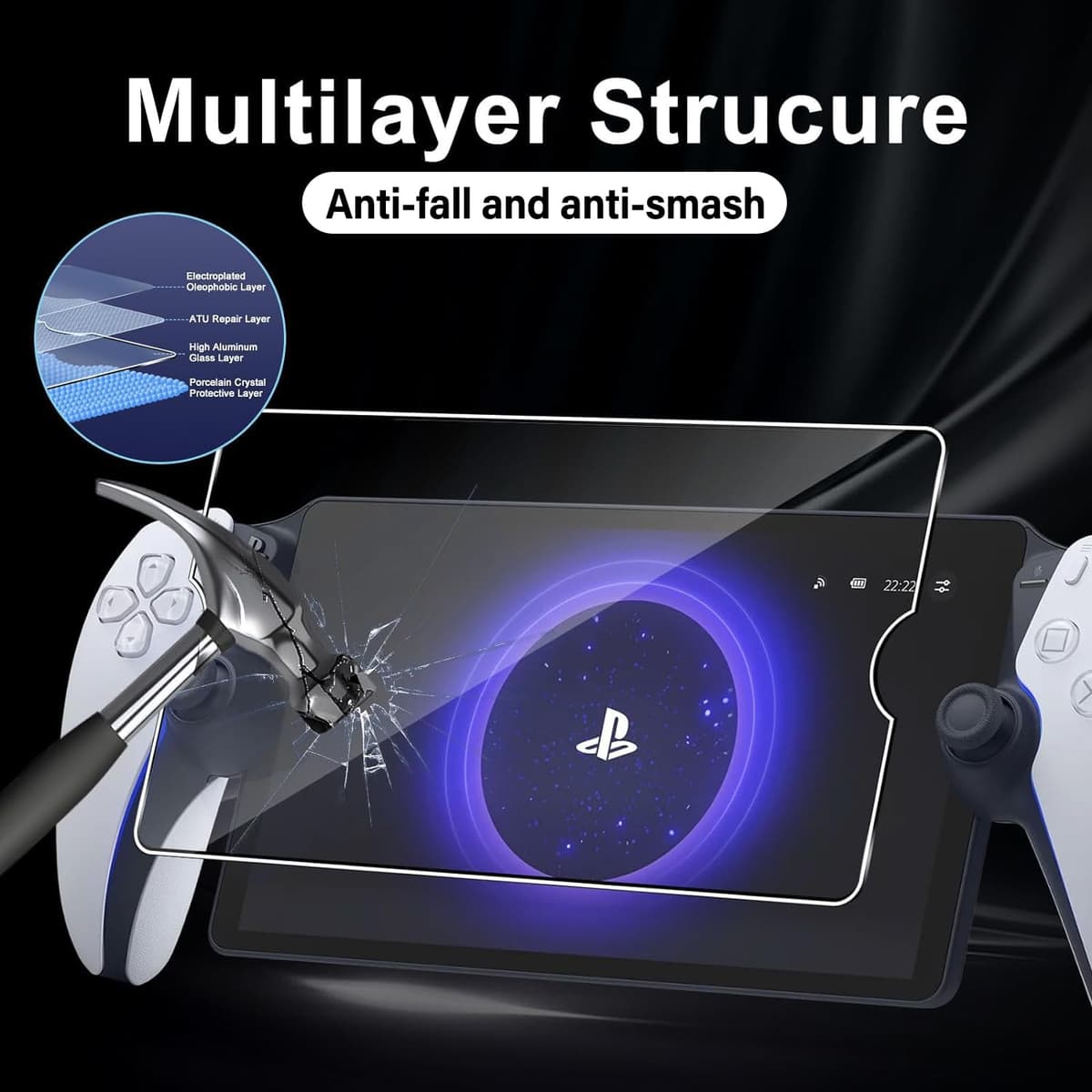 IBETEK 3 Protector de Pantalla Vidrio Templado para Sony PS5 PlayStation Portal, Dureza 9H, Resistente a Arañazos y Huellas Dactilares — view 2