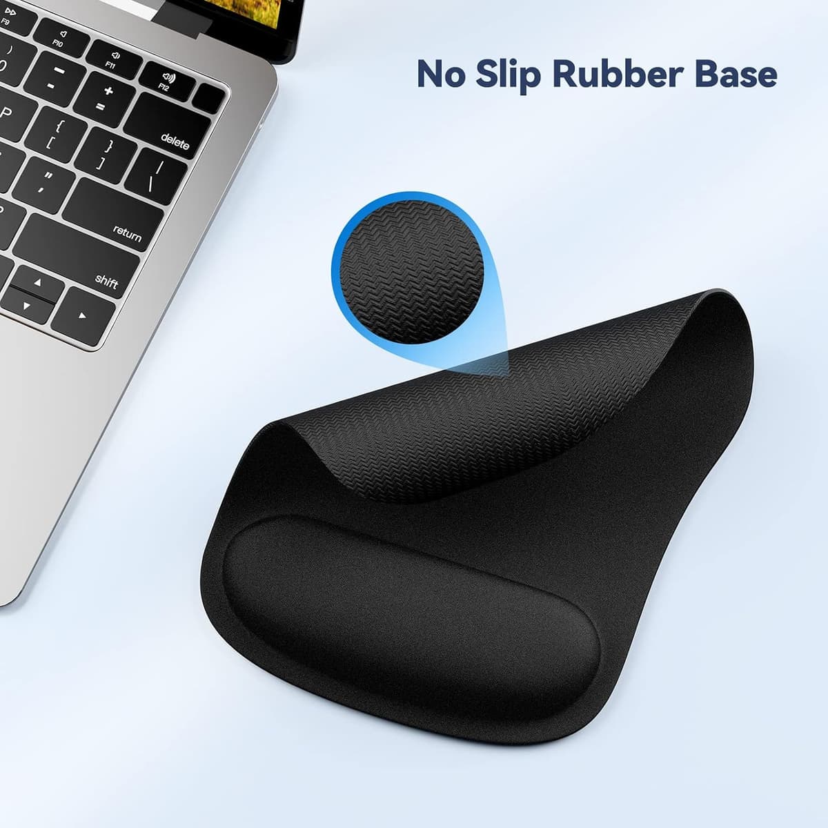 TECKNET Mouse Mat 3 Pack with Memory Foam Rest -Non-slip Rubber base- Special-Textured Water-Resistant Surface — view 4