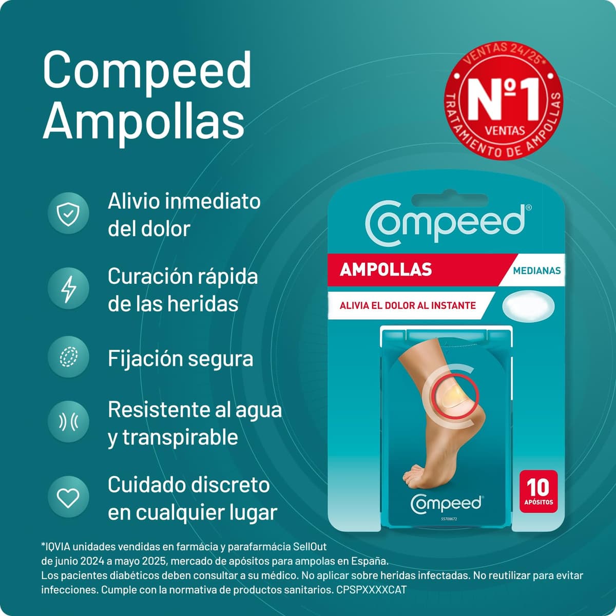 COMPEED Ampollas Medianas, Protección Contra Rozaduras, Pack 10 uds — view 3