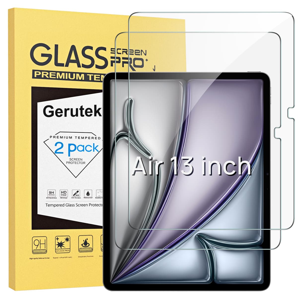 Gerutek [2 Piezas Protector Pantalla para iPad 11ª A16 / iPad 10ª Gen (2025/2022), 11/10,9 Pulgadas, Dureza 9H, HD Transparente, Antiarañazos, Sin burbujas, Antihuellas, Cristal Templado para iPad A16 — view 13