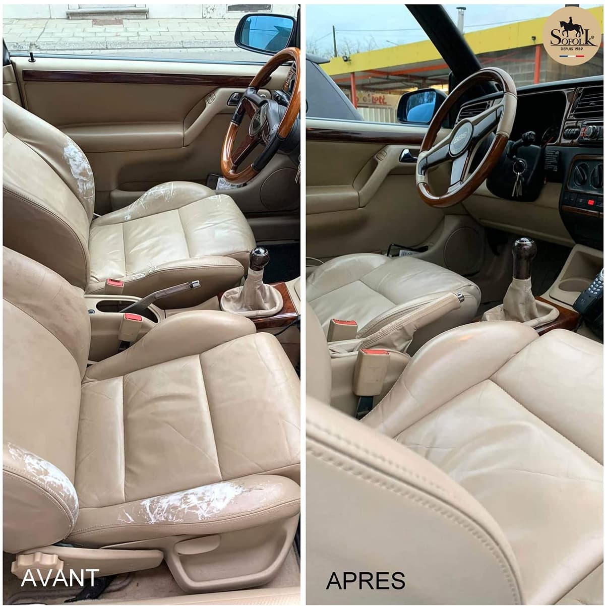 SOFOLK Kit de renovación de Cuero y Polipiel: reparación + Pintura + Pintura Protectora - Volante, Asiento de Coche, sillón, Zapatos (6-Off-White) — view 6
