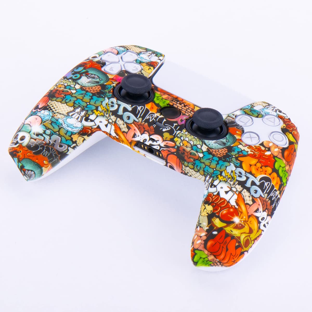 YoRHa Silicona Espesar Impresión Funda Piel Carcasas Cubierta Compatible de PS5 Mando x 1 (Graffiti De Calavera) con Agarres para el Pulgar x 10 — view 3