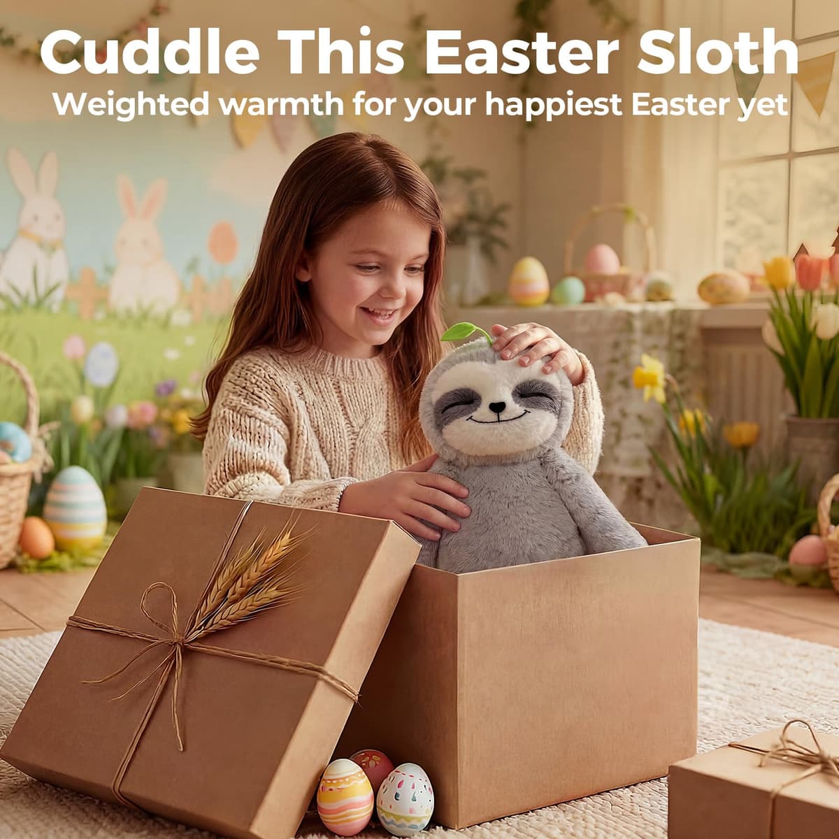 Mewaii Weighted Sloth Teddy Plush, 1.5KG Weighted Stuffed Animals 38CM Pillow for Kids, Soft Weighted Anxiety Plush Toy Sloth Gifts for Women Girls Adoults — view 9