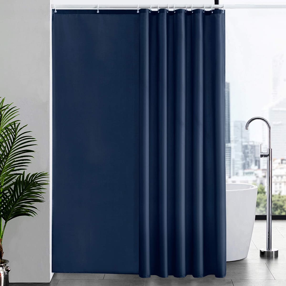 Furlinic Cortina Ducha 200x200cm Antimoho Impermeable Lavable Blanco Tela Poliéster Grandes Cortinas de Baño con 12 Aros de Cortina Ducha. — view 10