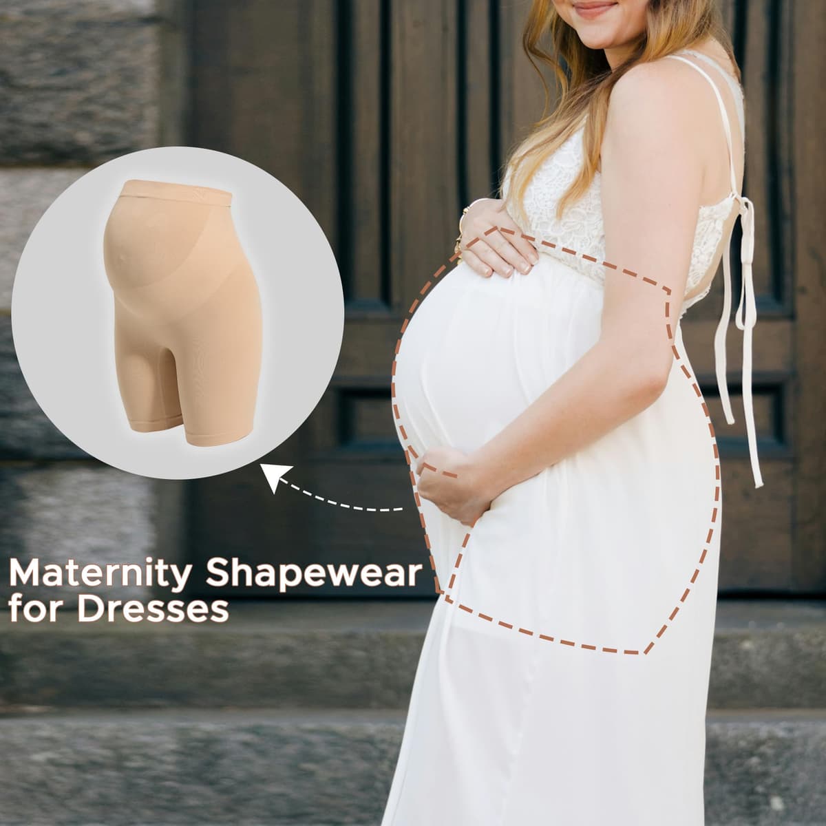 INNERSY Womens Maternity Shorts Over Bump High Waist Anti Chafing Pregnancy Shapewear for Under Dresses — view 4