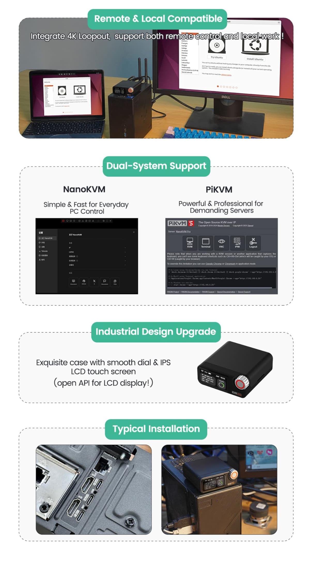 Sipeed NanoKVM Pro Nano 4K KVM Over IP, 2 x A53 CPU 1GB LPDDR4X 32GB eMMC, 1000M Ethernet POE WiFi 6, for Remote Server Maintenance ATX Power Control Batch Management (ATX, ETH POE WiFi, None LED) — view 5
