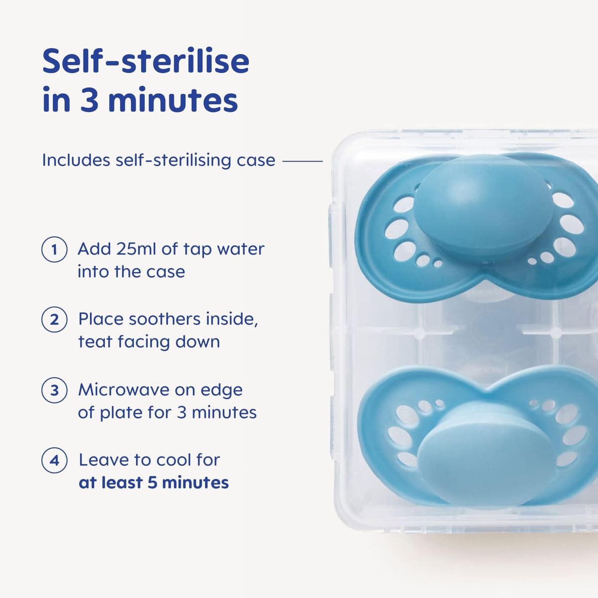 MAM Original Start Soothers | 0-2 Months | 2 Pack | Newborn Dummies | Comes in Dummy Steriliser Case | Sustainable Materials | Baby Accessories for Newborn | Buttercup/Cream (Various Designs) — view 5