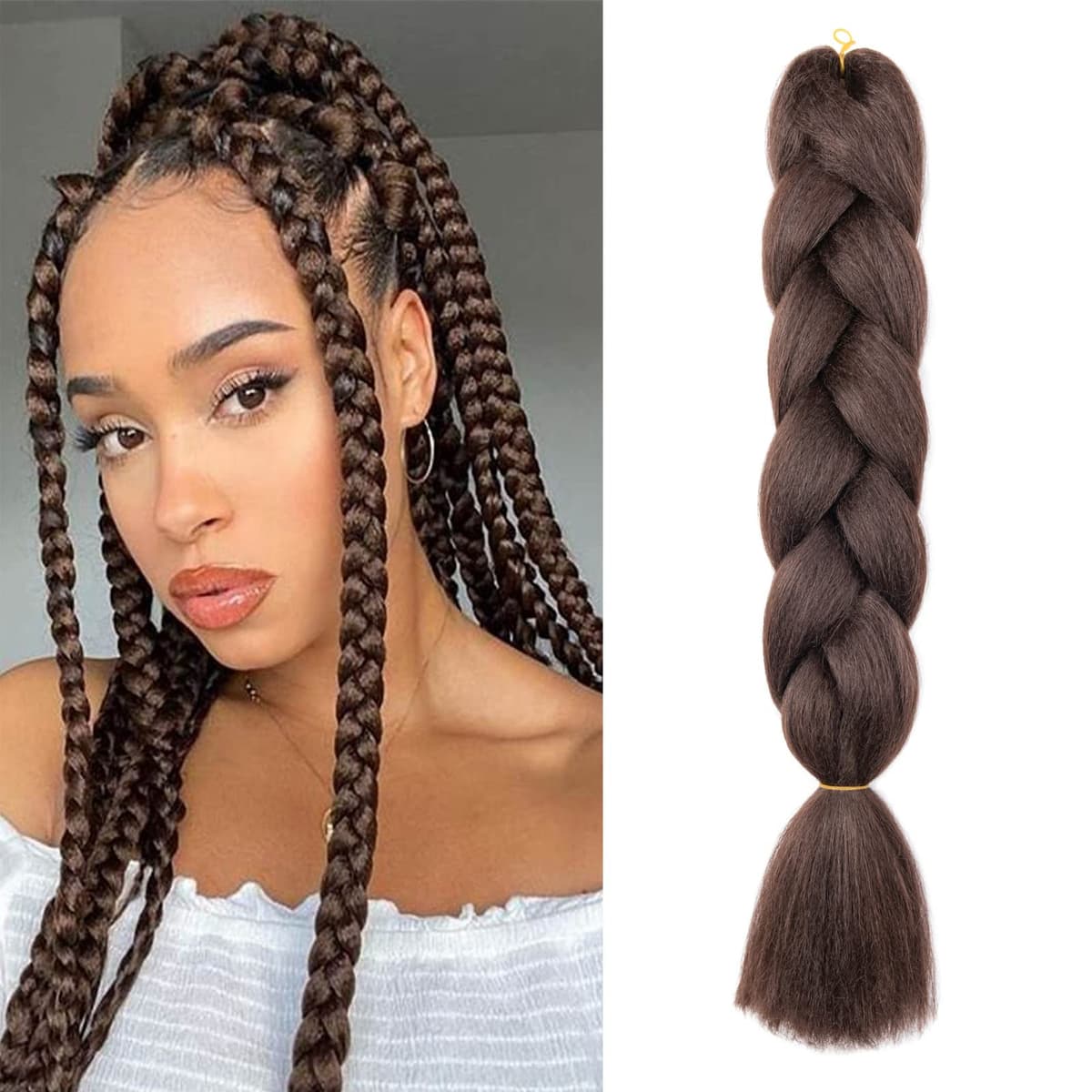 60cm Extensiones de Pelo Trenzas Africanas Castaño Oscuro Extensiones para Trenzas Africanas 1 pcs 100g Kanekalon Pelo para Trenzas Africanas Sintetico Extensiones de Trenzado Cabello Braiding — view 103