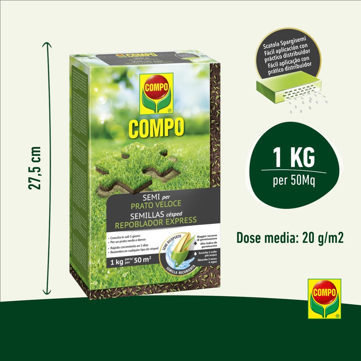 COMPO Semillas de césped repoblador Express, para 50 m², 1 kg, 2357802011 — view 4