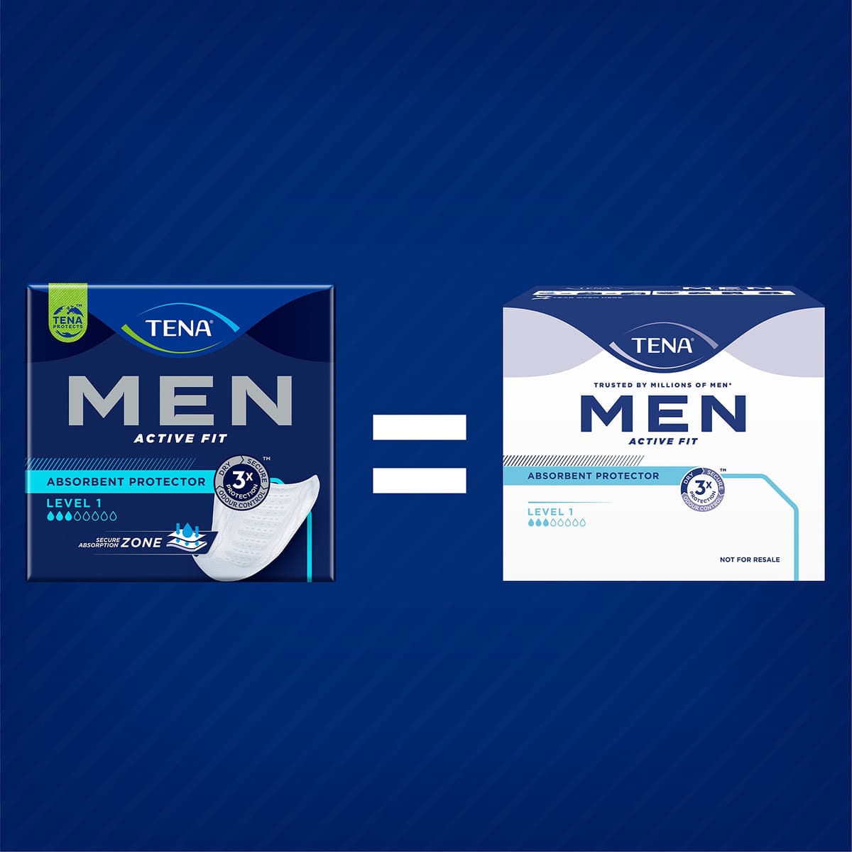TENA Men Level 1 x96 - Compresa Protectora y Absorbente para Hombre - Para Incontinencia y Goteo Moderado - Zona de Absorción Mejorada - Máxima Discreción - Paquete Mensual (8x12) — view 2