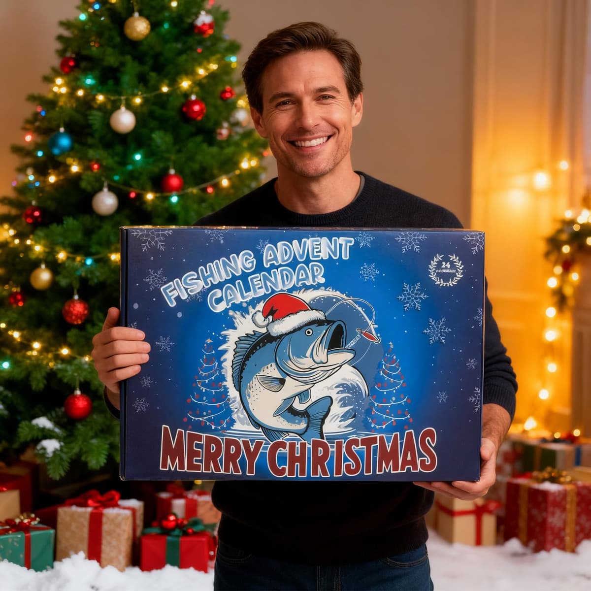 Calendario de Adviento de Pesca 2025, 24 Días Navidad Calendario de Adviento Único Hombres con Regalos de Tema de Pesca — view 4