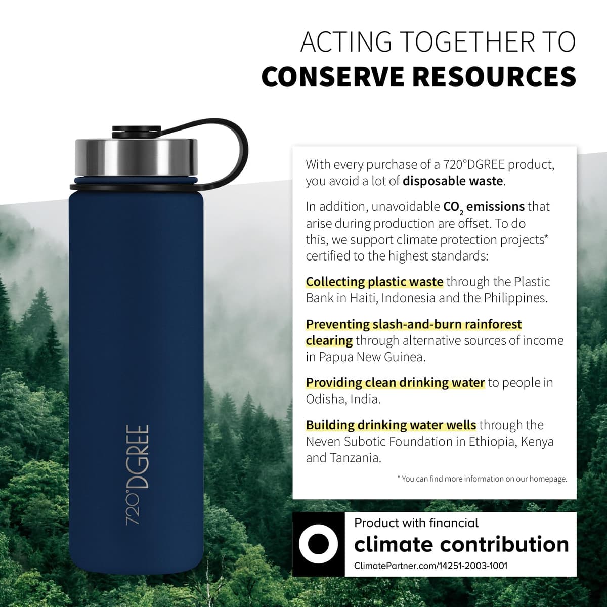 720°DGREE Vaccum Insulated Water Bottle “noLimit“ - 410ml, 530ml, 710ml, 950ml, 1200ml - Leakproof, BPA-Free, Thermo Stainless Steel Flask - Sports, Gym, School, Travel, Carbonated Drinks +Sports-Cap — view 5