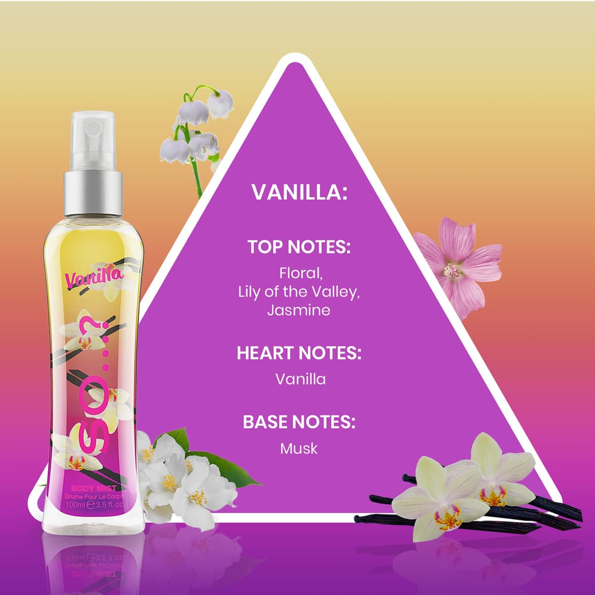 Body Mist By So…? Womens Vanilla Body Mist Fragrance Spray, Travel Size, 100 ml, 1 piece — view 2