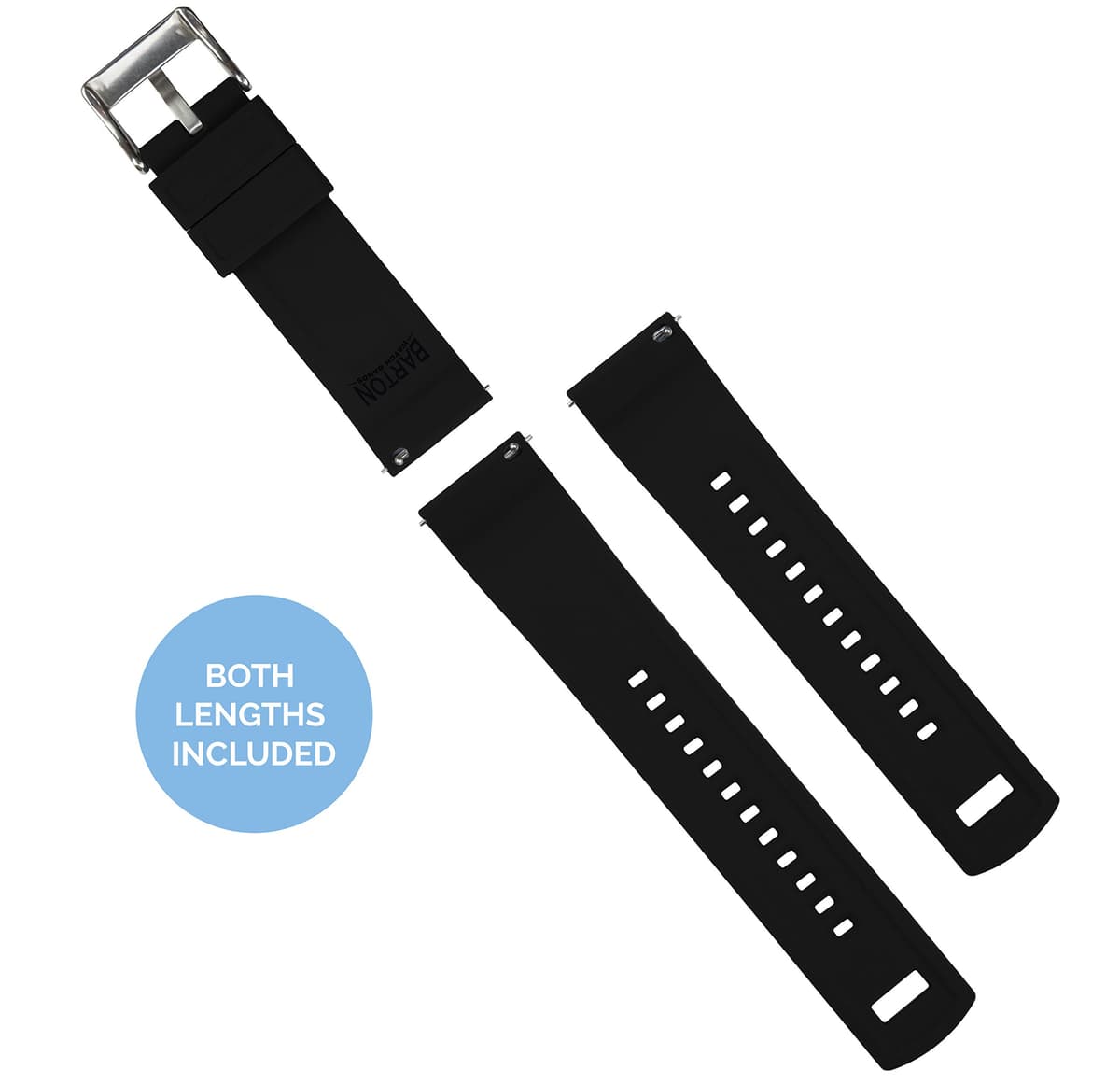 Barton Elite Silicone Watch Bands - Quick Release - Choose Color - 18mm, 19mm, 20mm, 21mm, 22mm, 23mm & 24mm Watch Straps (Stainless & Black Buckle Available) — view 4