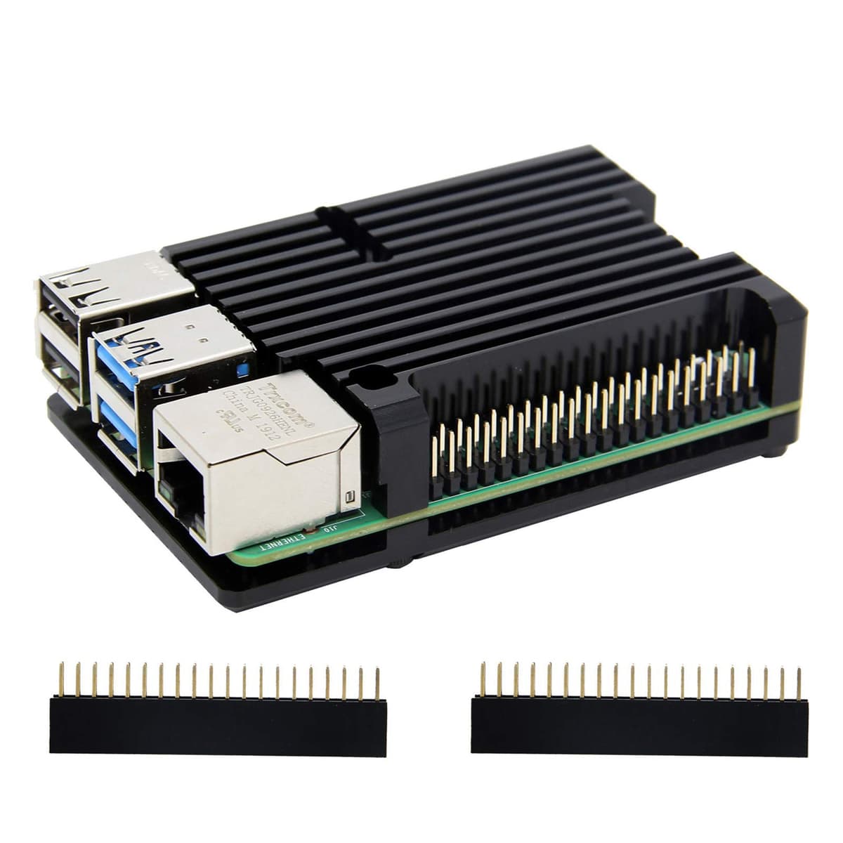 Geekworm Raspberry Pi 4 Computer Model B Armor Aluminum Alloy Case/Raspberry Pi Passive Cooling Shell Metal Enclosure Heat Dissipation for Pi 4B Only (Case without fan-Black)