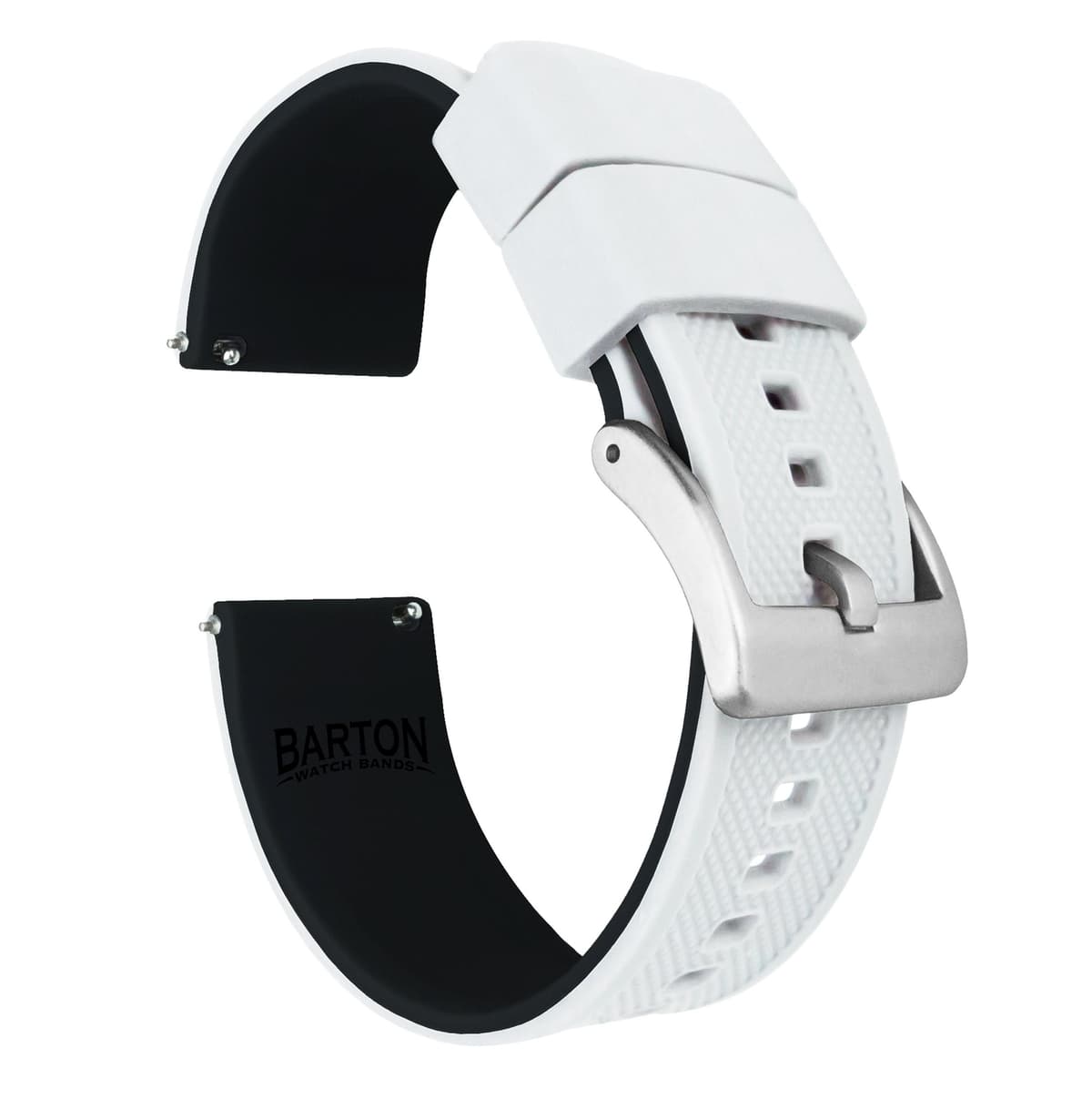 Barton Elite Silicone Watch Bands - Quick Release - Choose Color - 18mm, 19mm, 20mm, 21mm, 22mm, 23mm & 24mm Watch Straps (Stainless & Black Buckle Available)