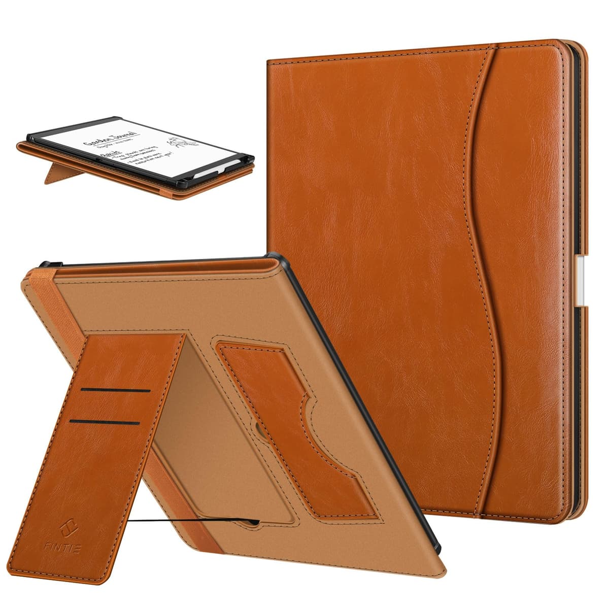 Fintie Funda con soporte para Kindle Scribe (3ª generación) y Kindle Scribe Colorsoft (1ª generación) – 2025, con soporte para bolígrafo y tarjetero, color marrón