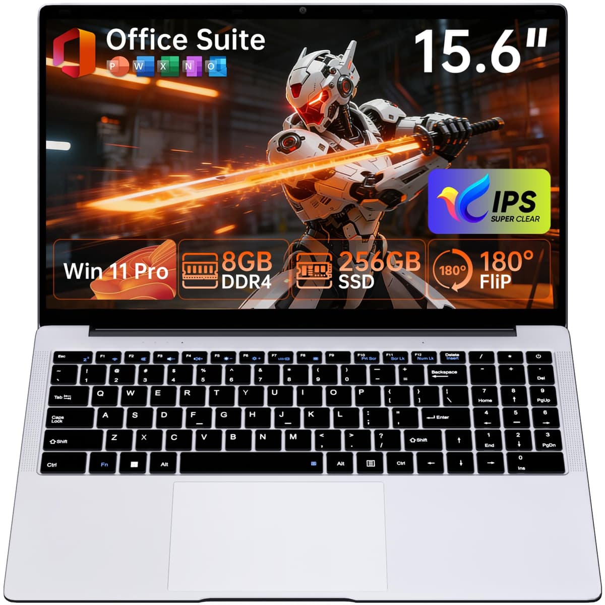 15.6" Laptop Computer, 8GB RAM 256GB SSD Celeron N4000(up to 2.6GHz) Laptop Win 11 Office Suite FHD IPS sRGB Notebook 2.4G&5G WiFi BT 4.2 HDMI USB 3.0 5000mAh Battery for Home Student Business