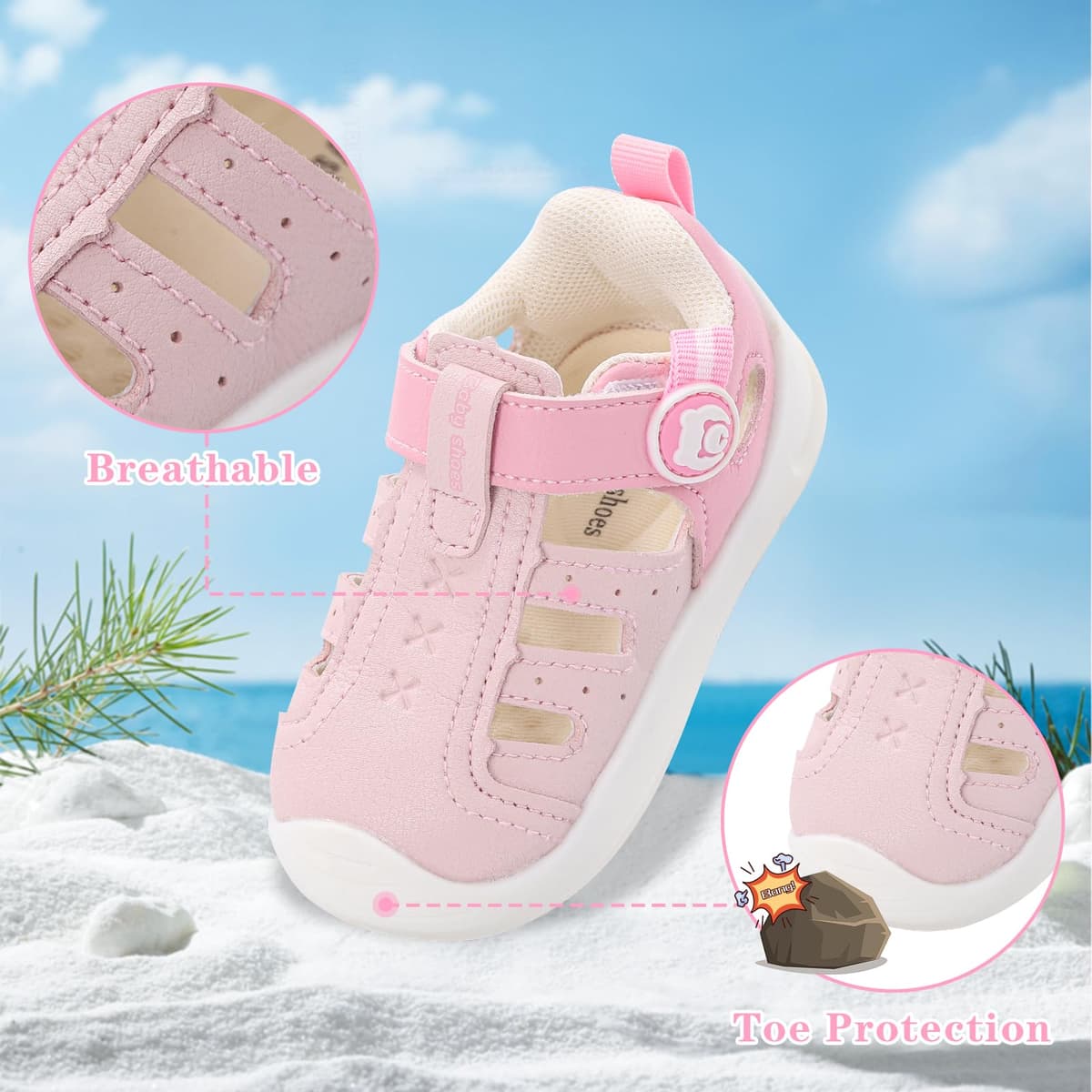 MK MATT KEELY Baby Boys Girls Sandals Toddlers Summer First Walking Shoes Kids Closed Toe Pre Walkers with Anti-Slip Rubber Sole — view 3