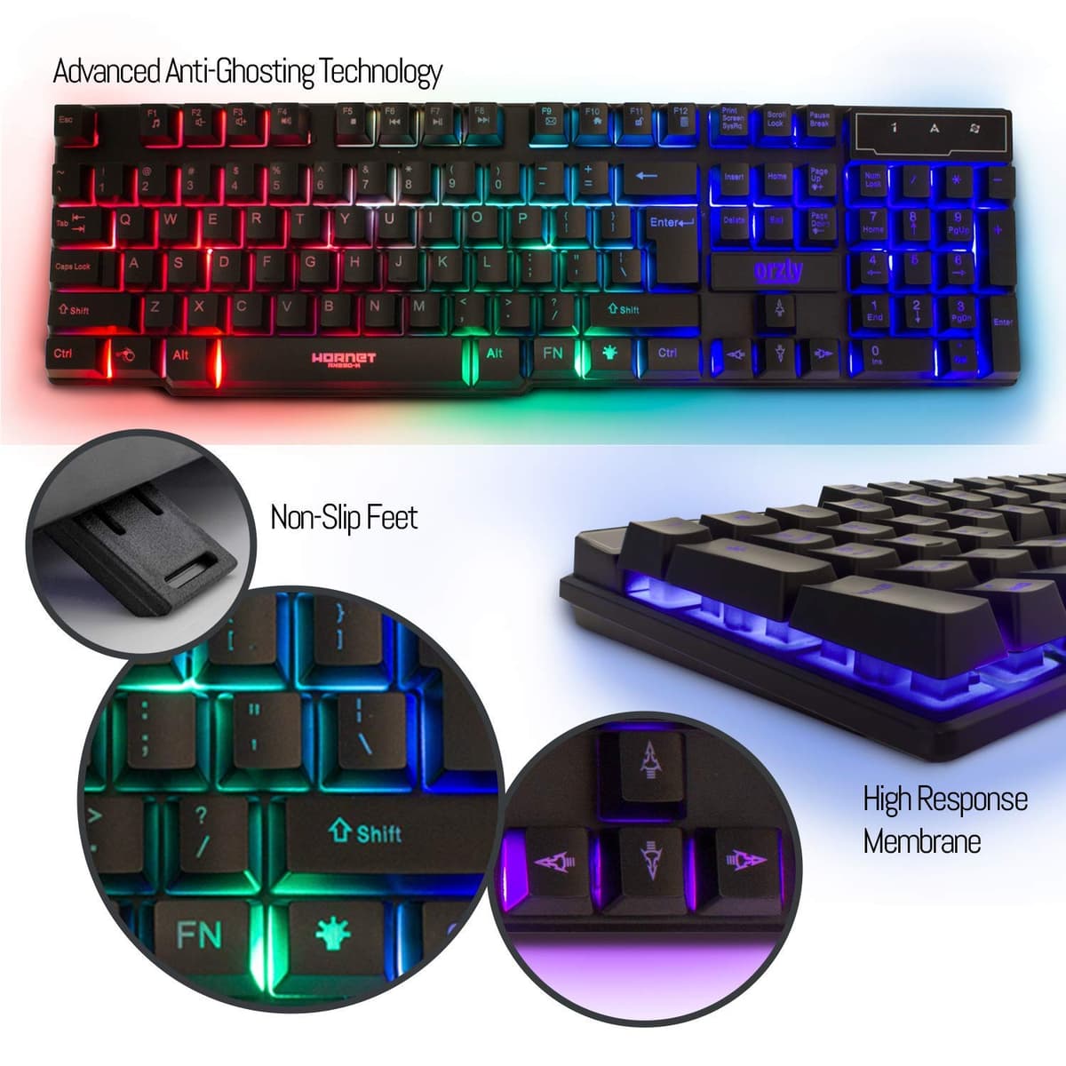 Gaming Keyboard and Mouse and Mouse pad and Gaming Headset, Wired LED RGB Backlight Bundle for PC Gamers Users - 4 in 1 Gift Box Edition Hornet RX-250 — view 2