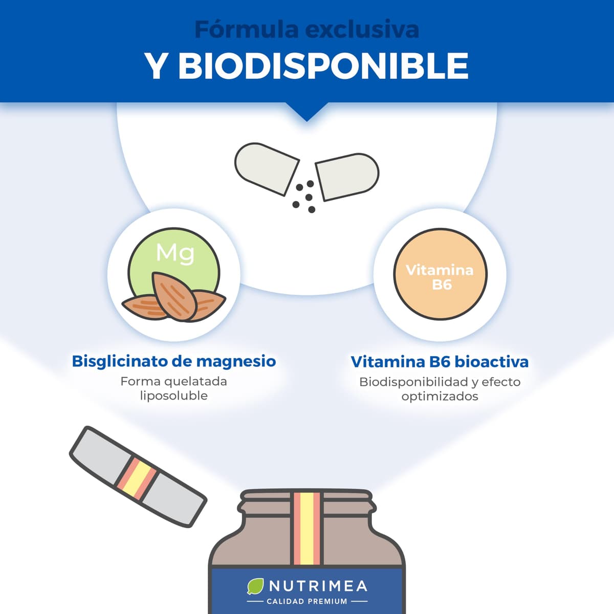 Magnesio Bisglicinato + Vitamina B6 Activa - Máxima Absorción y Tolerancia - Estrés, Fatiga y Calambres - Apoyo Muscular y Nervioso - Vegano, Sin Gluten ni Lactosa - 90 Cápsulas - Nutrimea — view 4