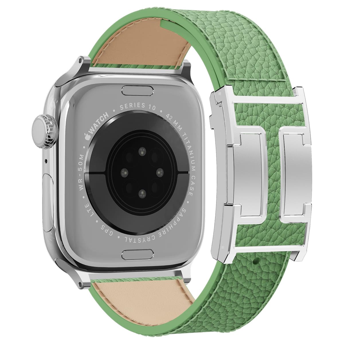 Leather Watch Band with Magnetic Buckle,Dressy Apple Watch Ultra Leather Band Rugged Durable Replacement Strap for Men & Women — view 38