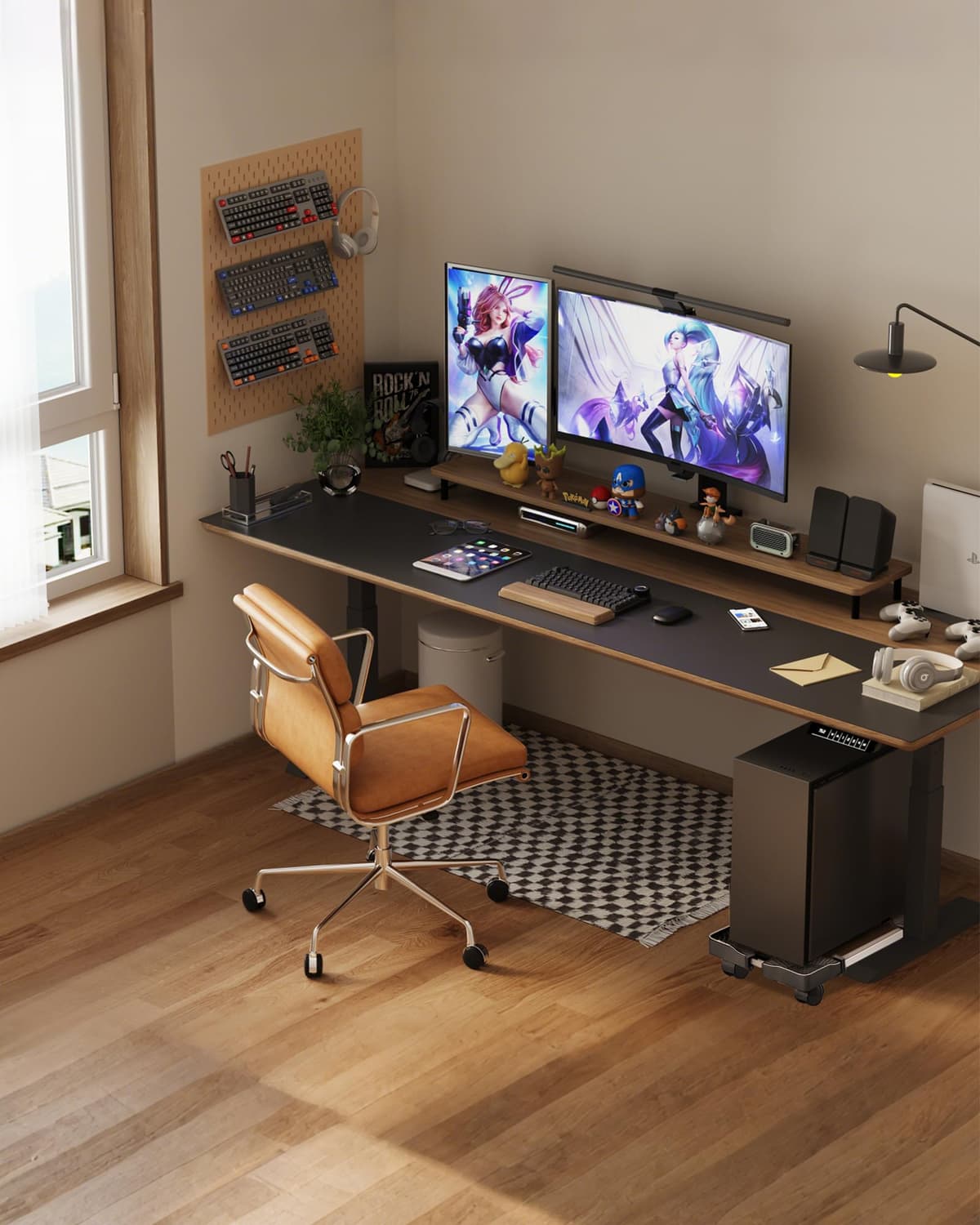 CPU Stand for PC Computer Case Holder Bracket Desktop Mainframe Rack with Brake with 4 Caster Wheels(Black) — view 5