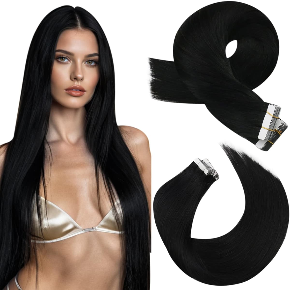 Moresoo Tape in Human Hair Extensions 20 Inch Highlight 50g/20pcs Tape in Hair Extensions Human Hair Ash Blonde with Platinum Blonde #P18/613 — view 21
