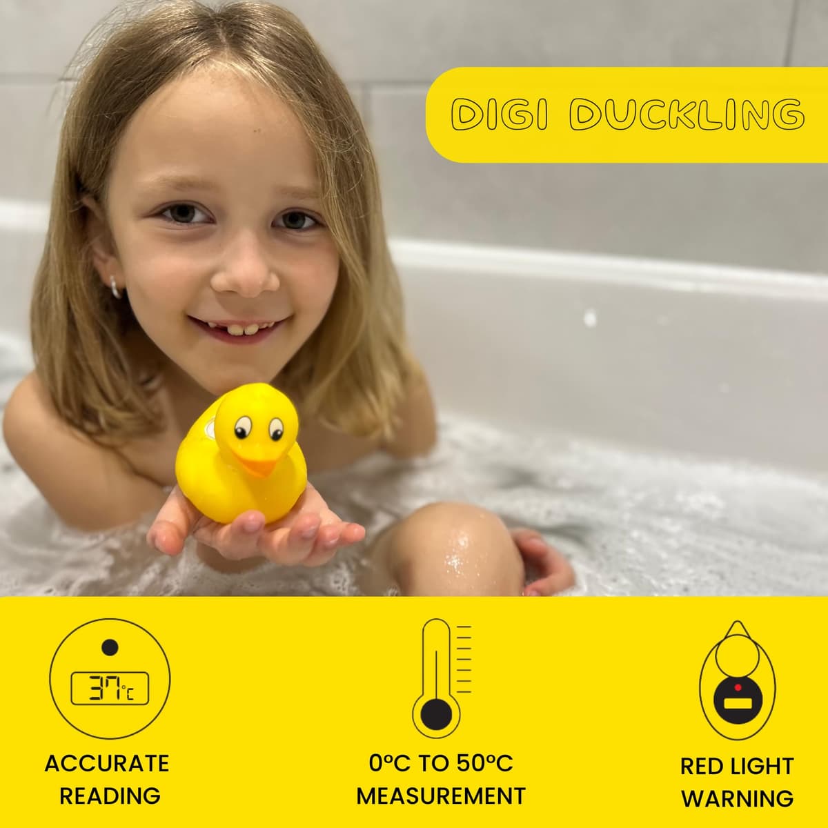 TensCare Digi Duckling Digital Water LCD Thermometer and Baby Bath Time Toy, yellow , Pack of 1 — view 7