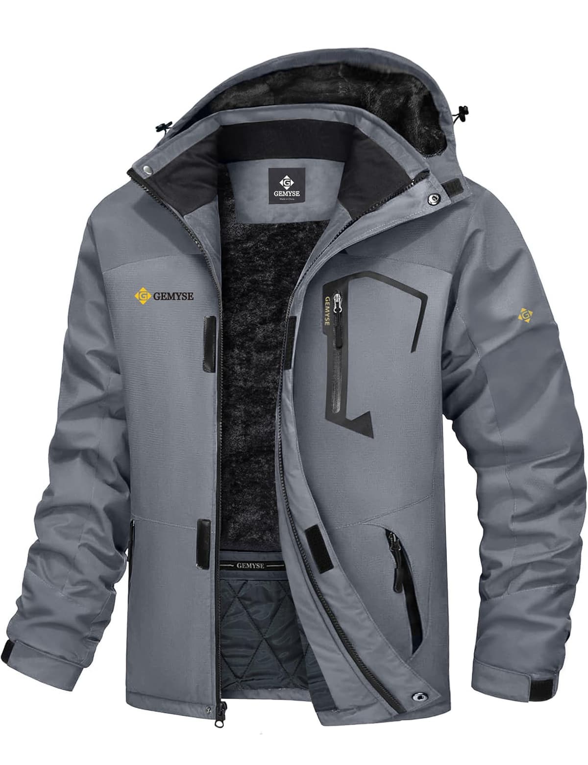 GEMYSE Chaqueta de Esquí Impermeable de Montaña para Hombre Abrigo de Invierno al Aire Libre de Lana a Prueba de Viento con Capucha — view 13