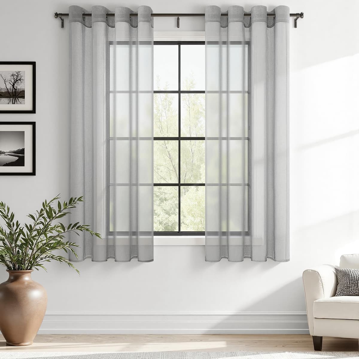 MRTREES Cortina para Ventana Dormitorio Translúcidas Visillos Paneles para Ventanas Sala para Niños Sala Comedor 2 Piezas 140×245cm Blanco — view 32