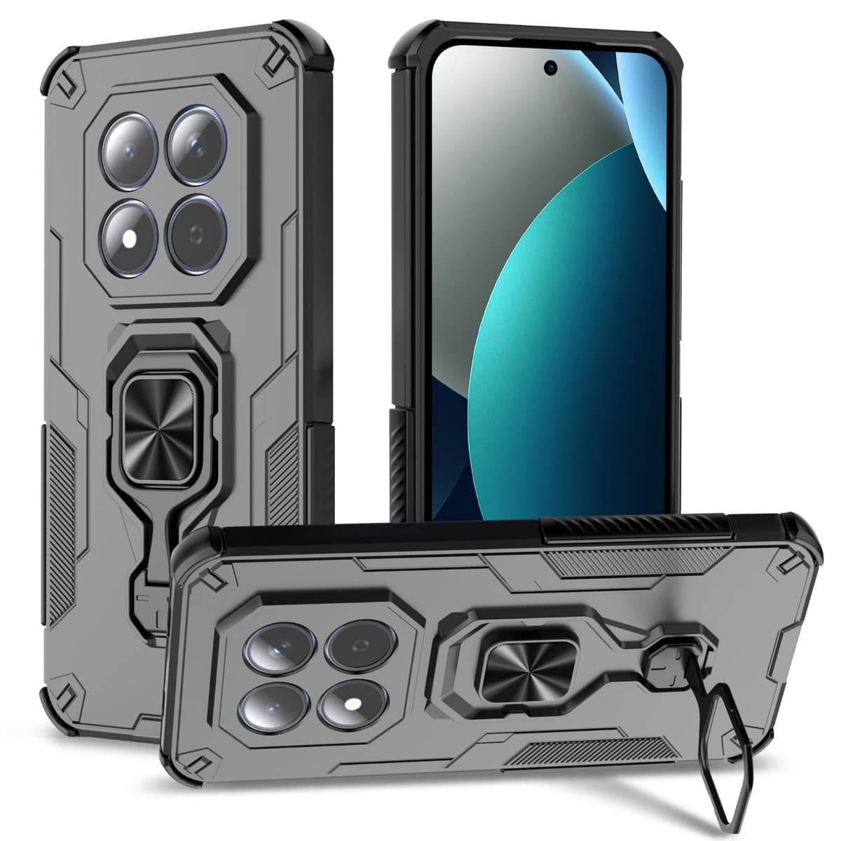 Btstring Funda para Honor Magic 6 Pro, Carcasa Antigolpes con Soporte anular metálico, Case Protectora de Grado Militar, Negro — view 153