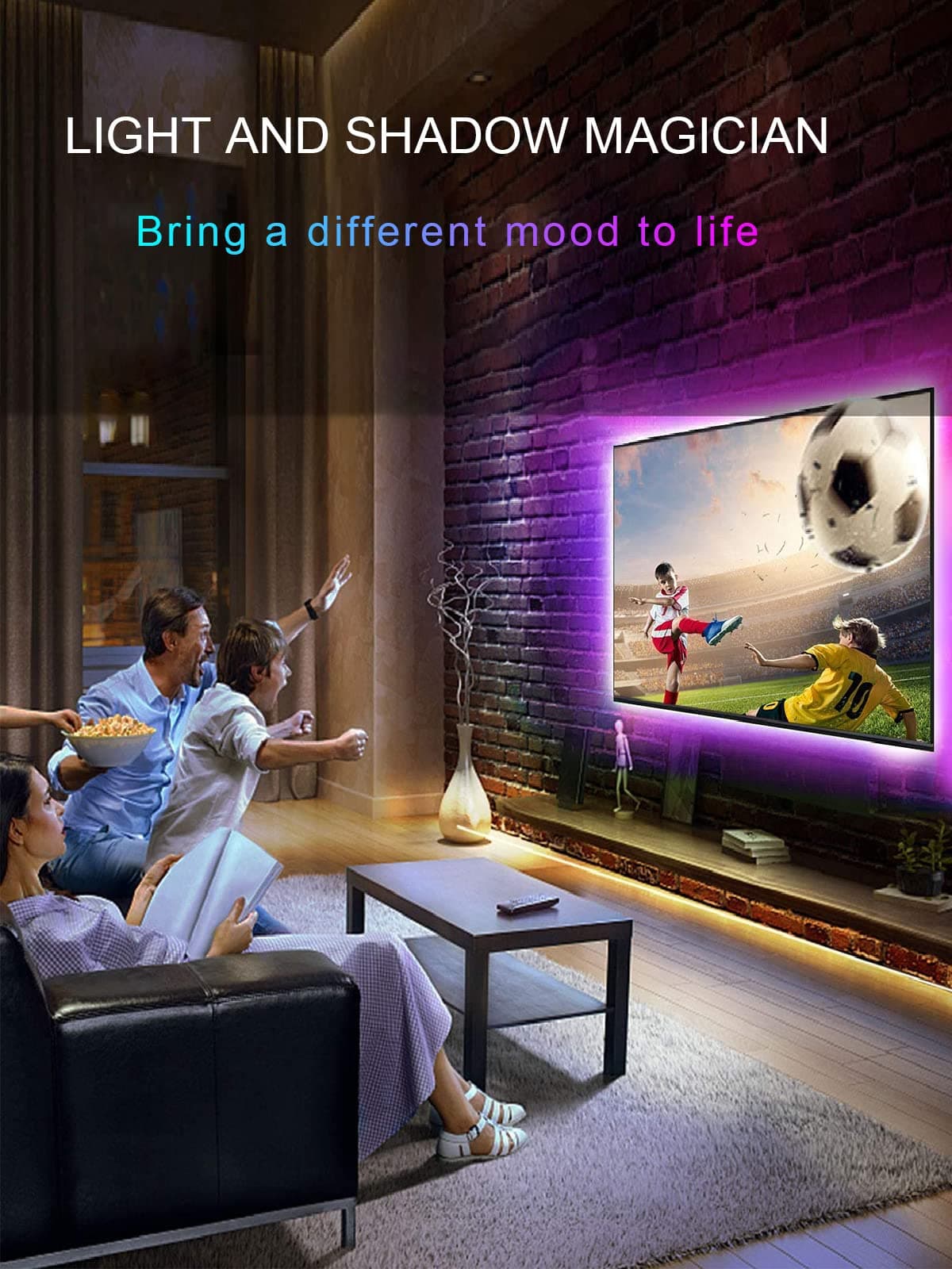KANTUTOE TV LED Lights, 3m LED Lights for 32-45 Inch TVs, RGB TV Backlight with Remote, Colour Changing Music Sync Bluetooth APP Control Strip Lights USB Powered for Bedroom Gaming Room Decor — view 6