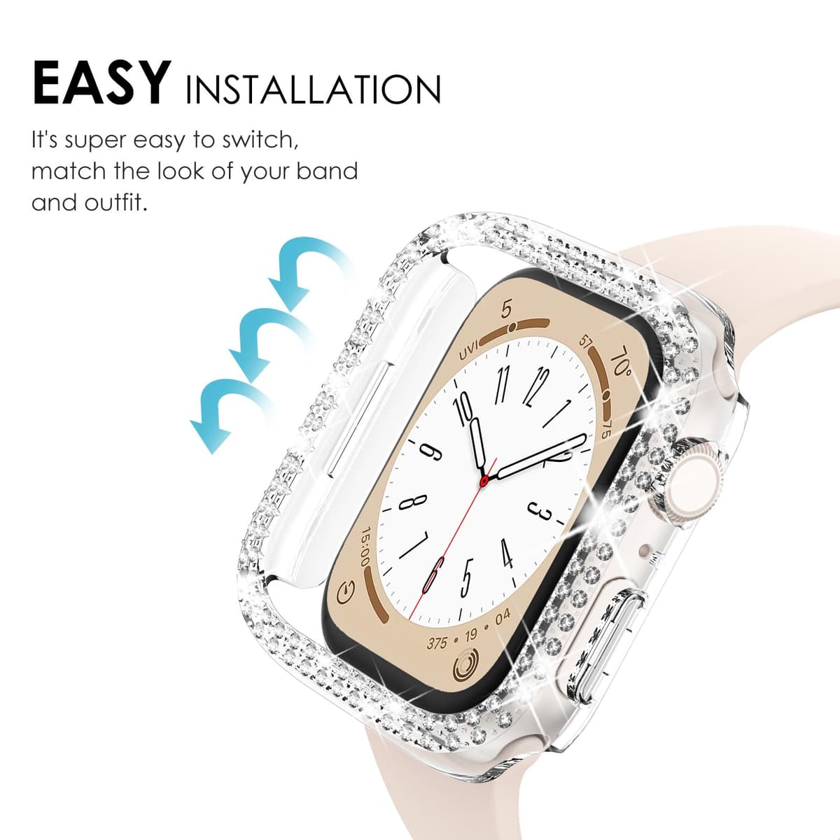 NewWays 2-pack Women Bling Case Compatible with Apple Watch 40mm Series 6/5/4/SE(2025-2020) Without Protective Film,Overall Protective Bumper Diamond Cases for iWatch 40mm(Silver+Clear) — view 5