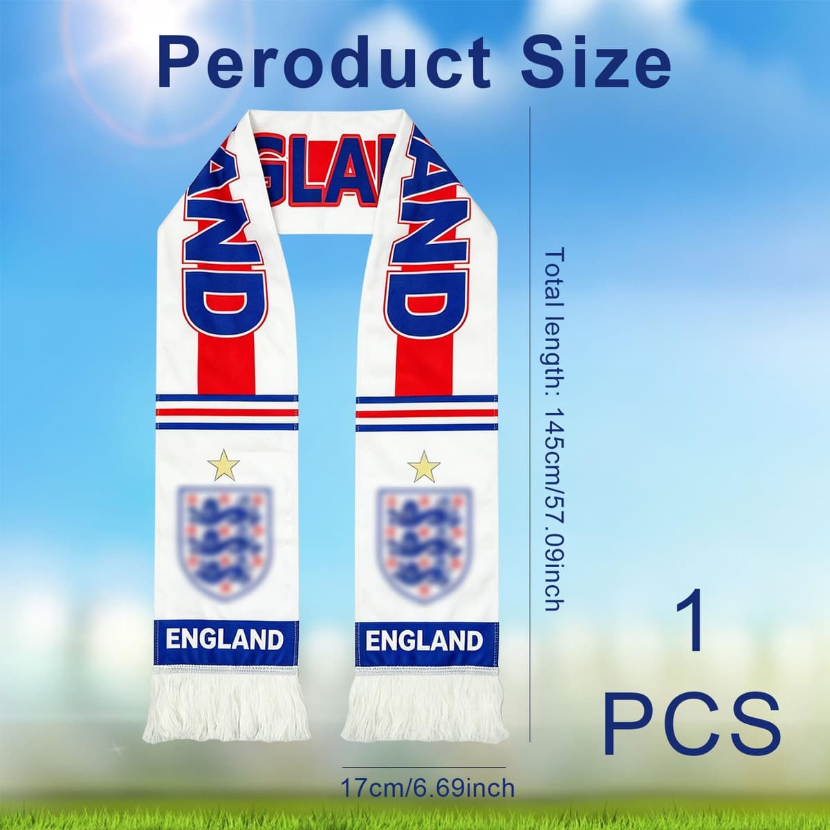 England World Football Cup 2026 Scarf, Red White Blue National Colours England Supporters Scarf for Men Women, World Football Cup Fans Gear for Tournaments Match Day Pub Viewing Sports Events — view 2