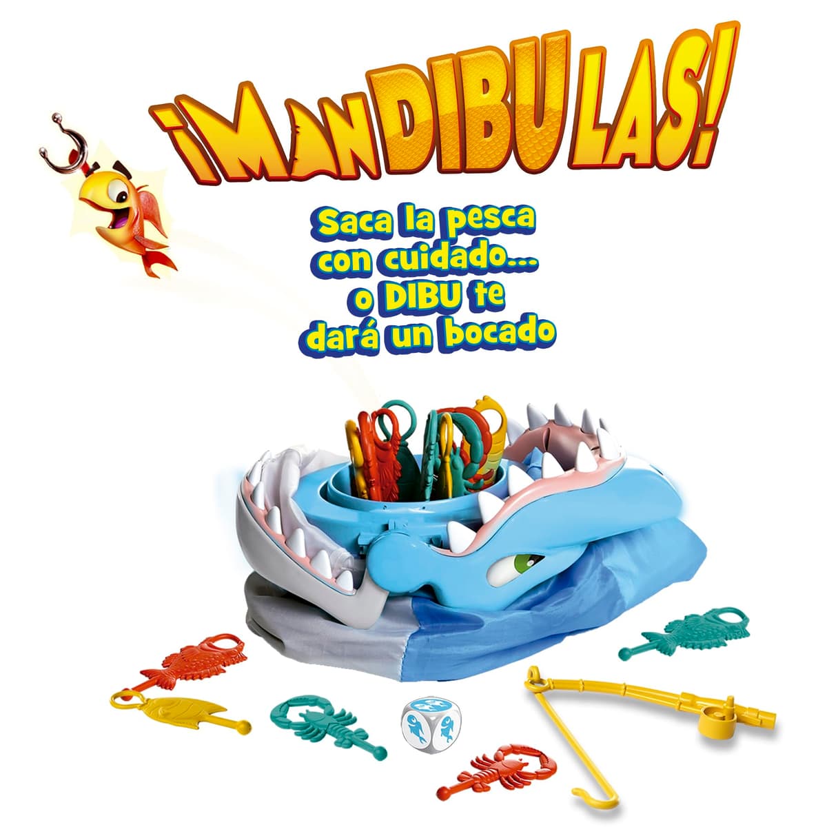 Jaws, Board Game. The funniest fishing, Game for children from 4 years. Rescue the sea animals without the Shark catching you. Get the fish out of their jaw with your fishing rod — view 6