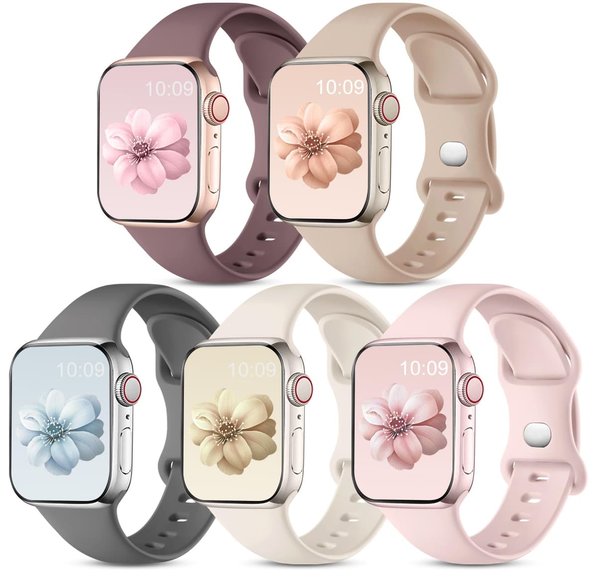 CeMiKa 5 Pack Straps Compatible for Apple Watch Strap 38mm 40mm 41mm 42mm 44mm 45mm 46mm 49mm, Soft Silicone Sport Band for iWatch Series 11 10 9 8 7 6 5 4 3 2 1 SE SE3, Women Men — view 12
