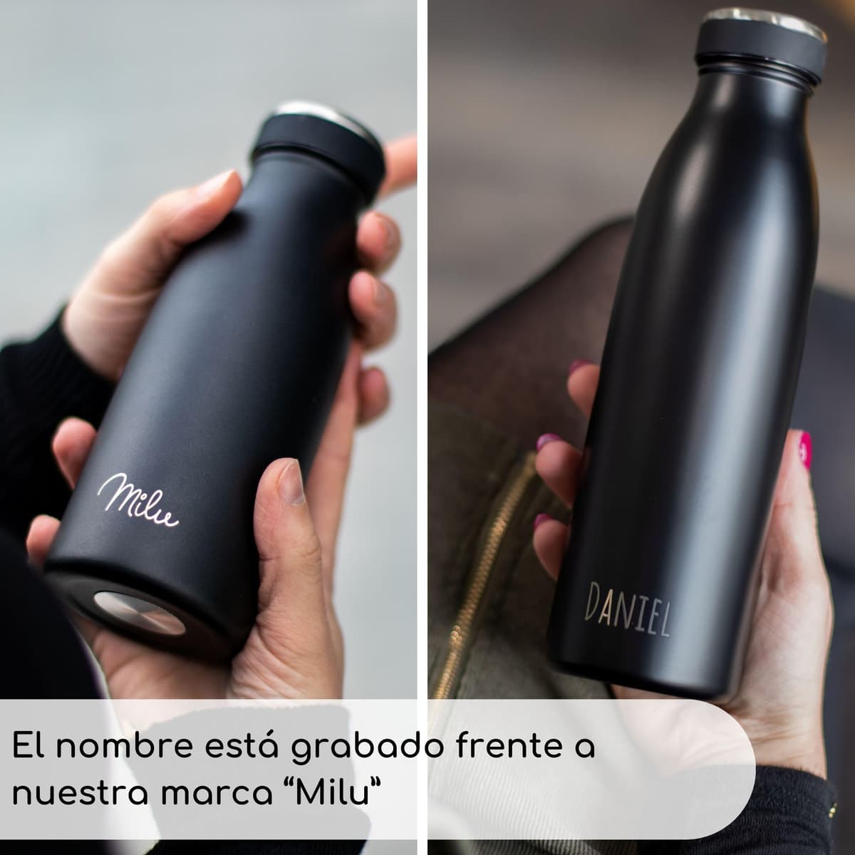 Milu Botella de acero inoxidable de 350ml 500ml 750 ml 1 L 1,5 L botella de agua aislada, termo a prueba de fugas, doble pared, apta para ácido carbónico + cepillo de limpieza (Azul Violeta, 350ml) — view 65